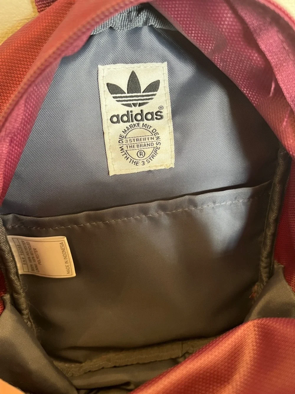 Adidas Maroon Mini Backpack with White Stripes - Picture 3 of 4